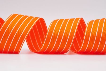 Полосатая тканая ленточка с вышитыми швами_K1740 оранжевая